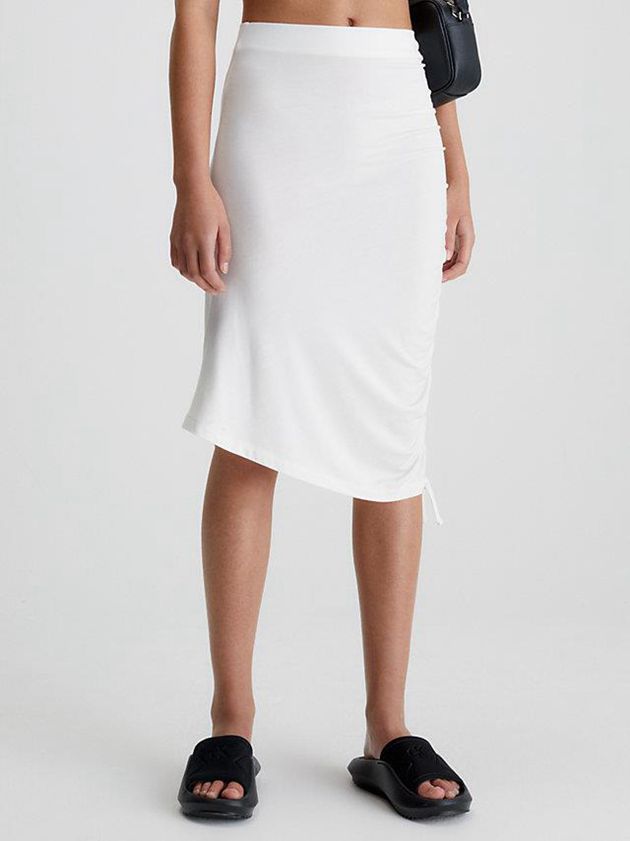 Calvin Klein USA Ruched Drawstring Mini Womens Skirt White 6784239-SX